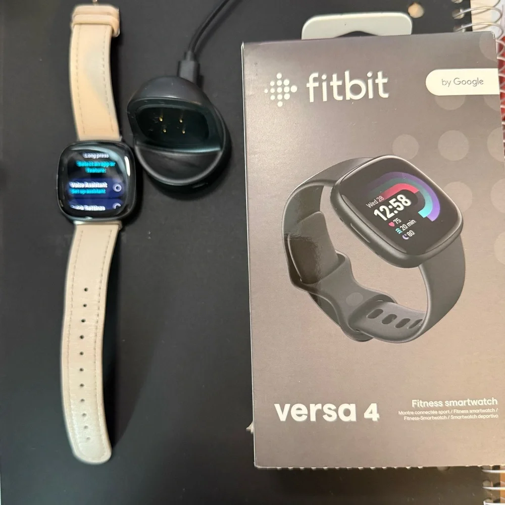 Fitbit Versa 4 Smartwatch - Black and Beige - Picture 1 of 6